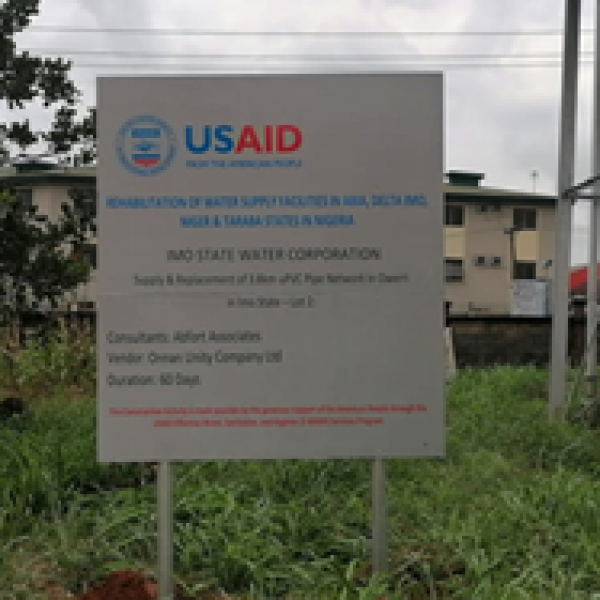 Imo State	Extension of owerri distribution network by 3.8km length of 150mm Dia. UPVC pipeline